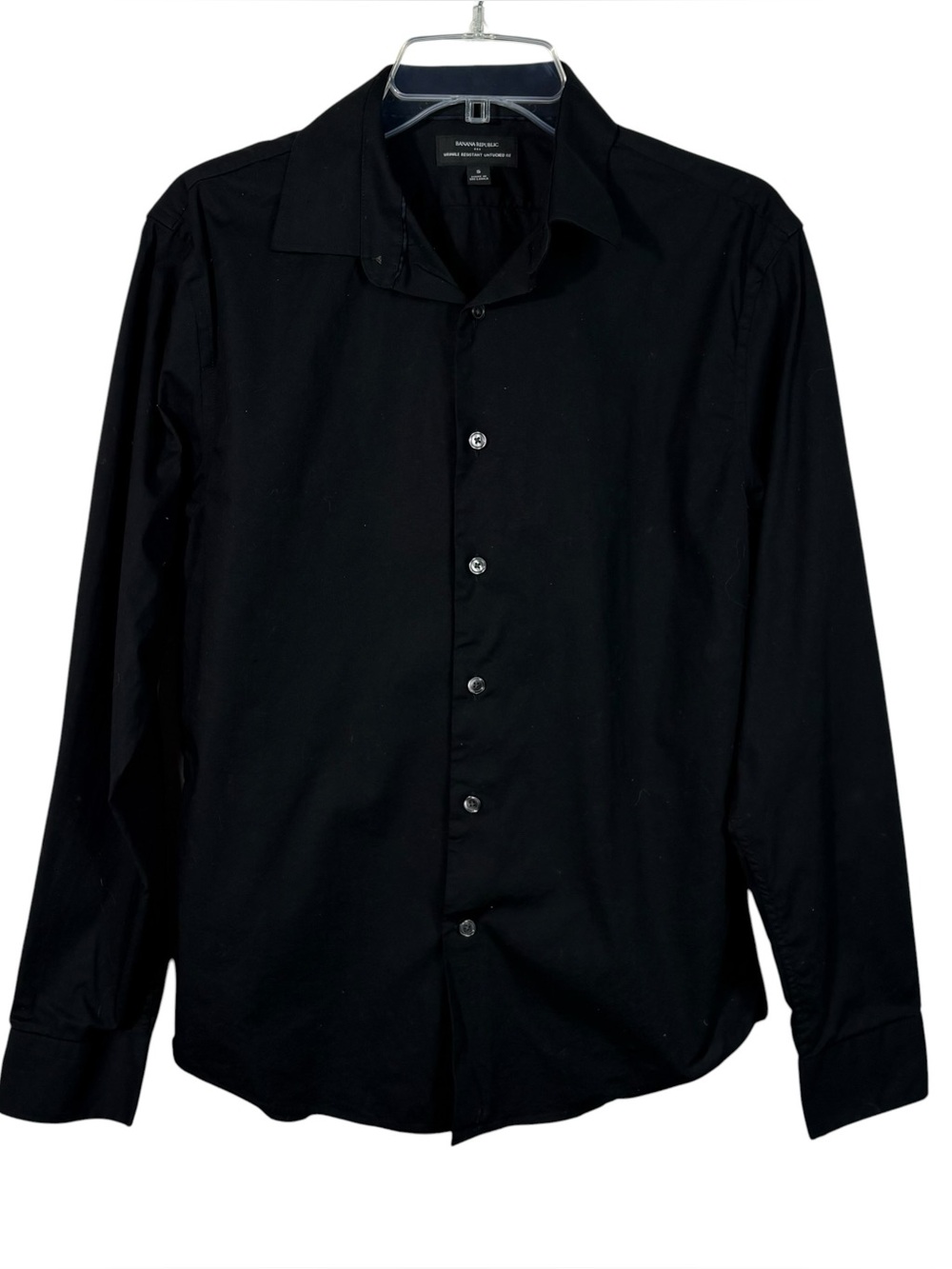 Banana Republic Factory Black Wrinkle Resistant Untucked Fit Button Down Shirt S